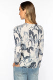 Horse Print Crew, Cloud-Kinross Cashmere