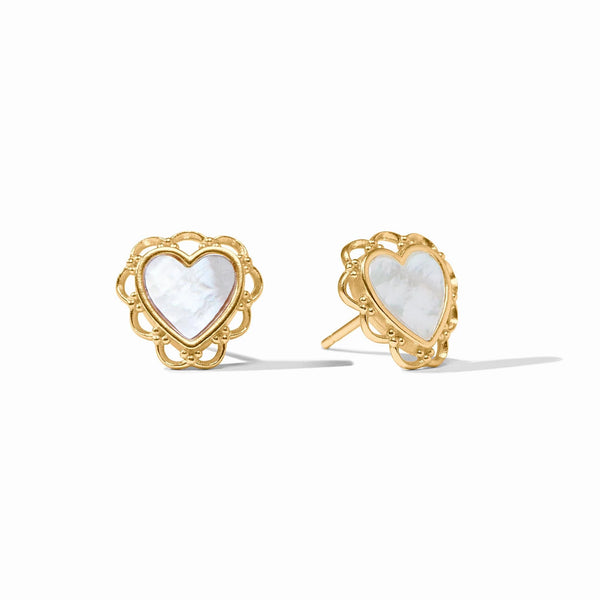 Julie Vos Lace Heart Stud Earring, Mother of Pearl-Julie Vos