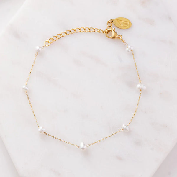 Waterproof Camille Pearl Bracelet, Gold-Nikki Smith Designs