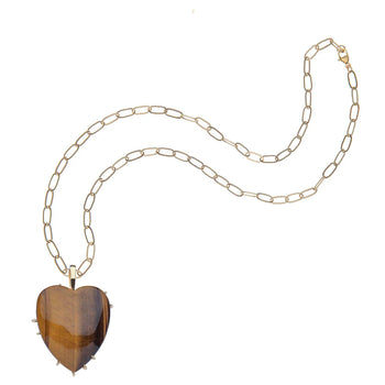 JW LOVE Carry Your Heart Pendant Necklace, Tiger's Eye-Jane Win