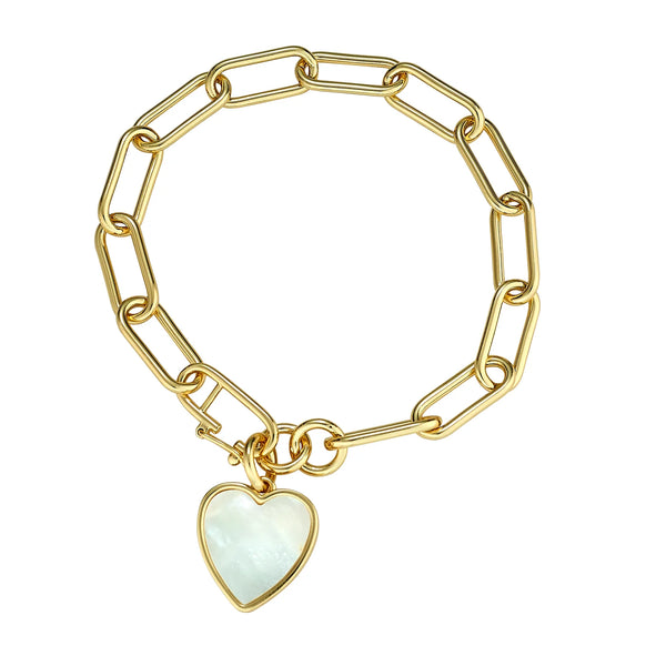 ASHA Heart Charm Link Bracelet, Mother of Pearl