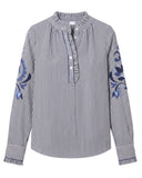 Mara Top, Parkside Floral Stripe