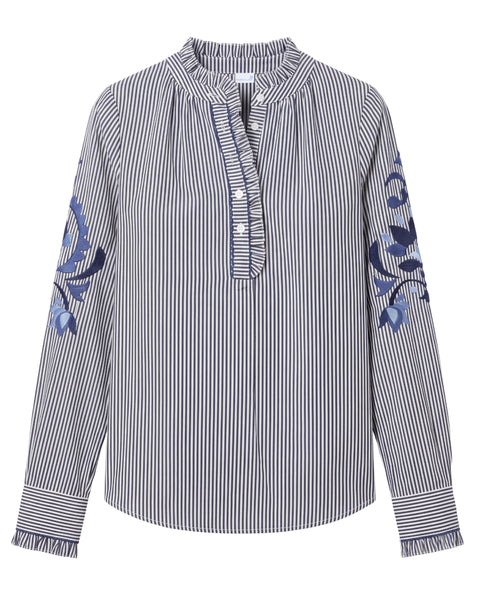 Mara Top, Parkside Floral Stripe