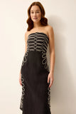 Porcia Dress, Black and White Embroidered