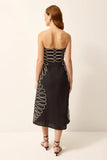 Porcia Dress, Black and White Embroidered