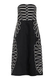 Porcia Dress, Black and White Embroidered