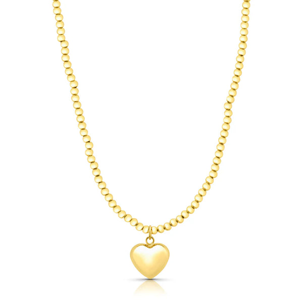 Jen Hansen Puffed Heart Ball Necklace, Gold-Jen Hansen