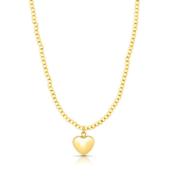 Jen Hansen Puffed Heart Ball Necklace, Gold-Jen Hansen