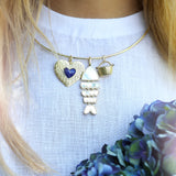 ASHA Basket Weave Heart Charm, Lapis-ASHA