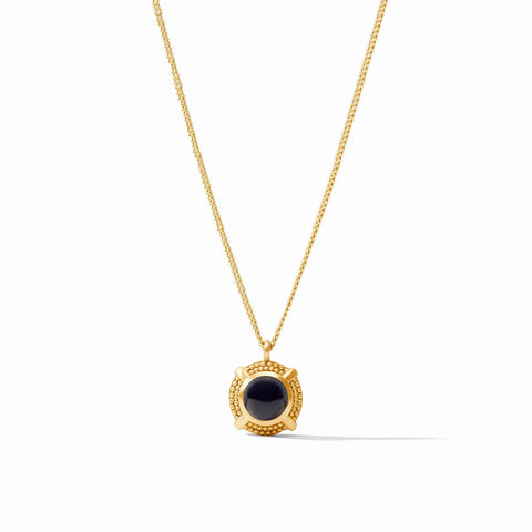 Cabochon Solitaire Necklace-Gold, Gold-Obsidian-Julie Vos