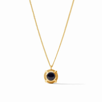 Cabochon Solitaire Necklace-Gold, Gold-Obsidian-Julie Vos