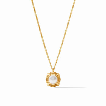 Cabochon Solitaire Necklace-Gold, Gold-Pearl-Julie Vos