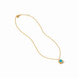 Cabochon Solitaire Necklace-Gold, Gold-Iridescent London Blue-Julie Vos