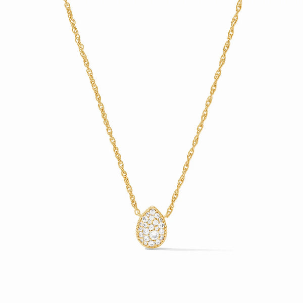 JV Luna Teardrop Delicate Necklace, Gold-Cubic Zirconia-Julie Vos