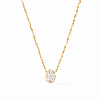 JV Luna Teardrop Delicate Necklace, Gold-Cubic Zirconia-Julie Vos