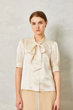 Peggy Silk Top, White-Cartolina