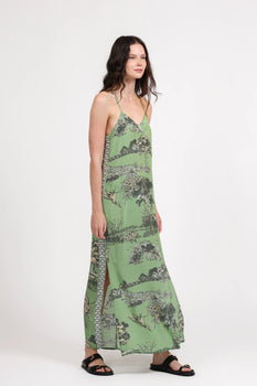 Las Surenas Long Dress, Thailand Green-Las Surenas