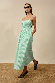 Primrose Dress -Emerald Stripe-Rails