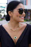 JW Chunky Link Chain Necklace, Lapis Bead-Jane Win