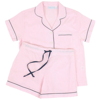 Short Sleeve Shorty PJ, Pink-Navy-Needham Lane