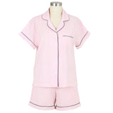 Short Sleeve Shorty PJ, Pink-Navy-Needham Lane