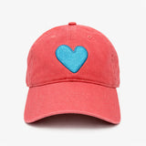Imperfect Heart Hat, Poppy Red-Denim Blue-Kerri Rosenthal
