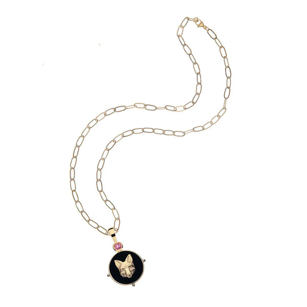 JW Protect Onyx Fox Necklace, Gold-Jane Win