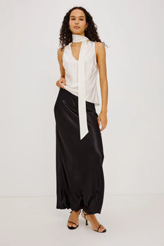Romina Satin Skirt, Black