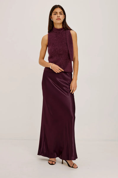 Romina Satin Skirt, Wine
