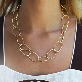 ASHA Rounded Oval Link Chain, Gold-ASHA