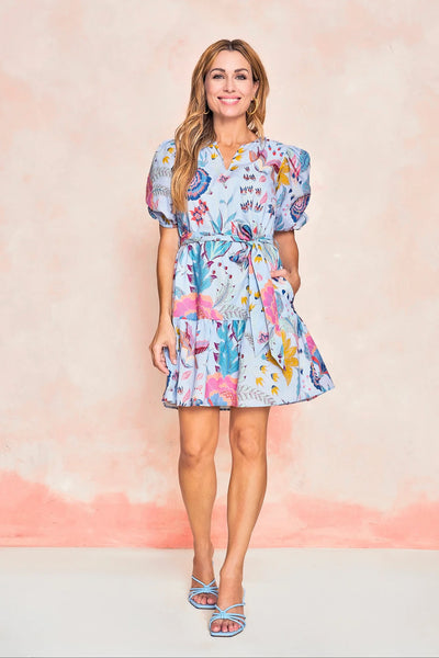 Blake Dress, Azure Garden Bouquet