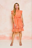 Miller Dress, Melon Glow Eyelet-Sheridan French
