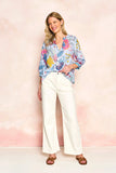 Cameron Blouse, Azure Garden Bouquet