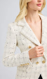 Eliza Windowpane Tweed Blazer, White/Black-Generation Love