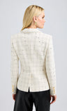 Eliza Windowpane Tweed Blazer, White/Black-Generation Love