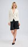 Eliza Windowpane Tweed Blazer, White/Black-Generation Love