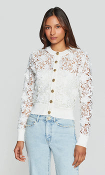 Erin 3d Butterfly Lace Cardigan, White-Generation Love