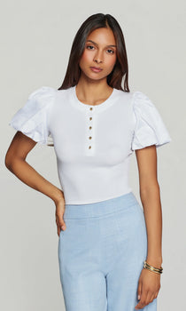 Teigan Poplin Combo Top, White-Generation Love