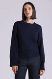 MR Luxe Cotton Blend Boxy Crew, Navy-Minnie Rose