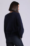 MR Luxe Cotton Blend Boxy Crew, Navy-Minnie Rose