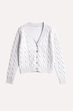 Cable Cardigan, White-Minnie Rose