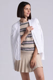 Cable Cardigan, White-Minnie Rose