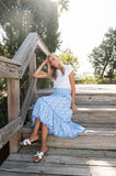 Smocked Waist Skirt, Ditsy Ditsy Falling Violets-Sail to Sable