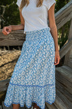 Smocked Waist Skirt, Ditsy Ditsy Falling Violets-Sail to Sable