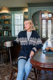STS Tie Front Cardigan, Navy-Sail to Sable