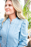 STS LS Cinch Waist Dress, Light Chambray-Sail to Sable