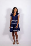 Ric-Rac Dress with Tassels, Navy-Sail to Sable