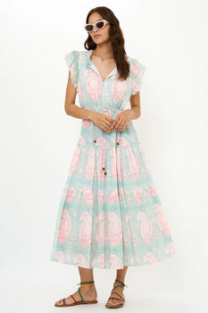 Oliphant Cinched Flirty Midi, Samode Green-Oliphant Design