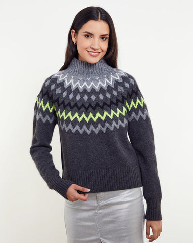 &Isla Sara Oversized Fairisle Mock Neck-&Isla