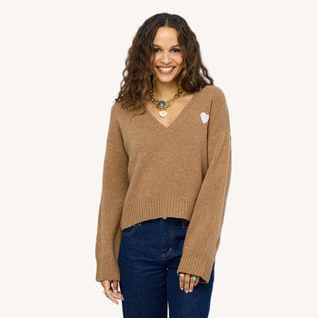 KR Saturday Cashmere Sweater, Teddy Brown-Kerri Rosenthal